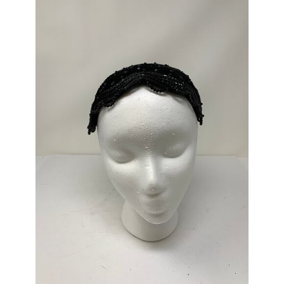 VTG Edith Hats Sara Baer Cloche Hat Black Velvet Rhinestone Sequin Embellished - Picture 3 of 8